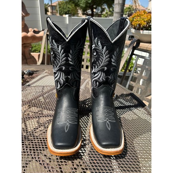 Women Cowgirl Square Toe Black Boots - Picture 2 of 6